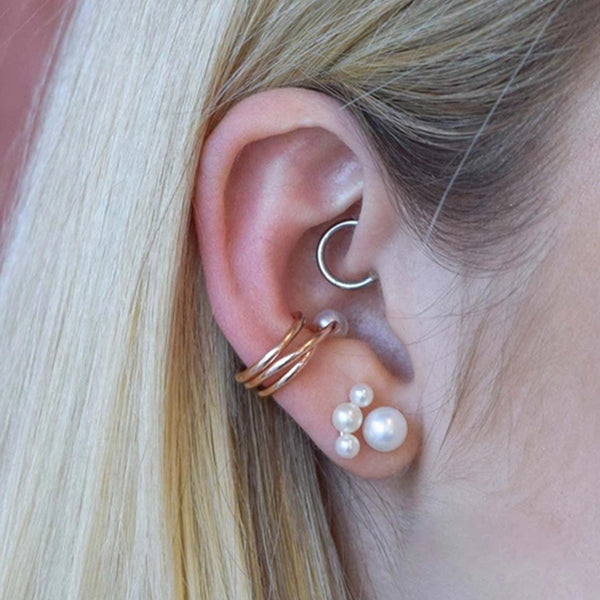 FE0199 925 Sterling Silver Pearl Large Stud Earrings