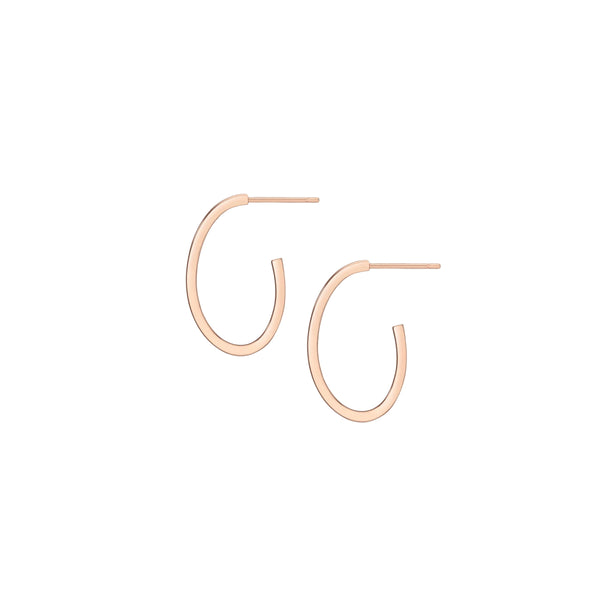 FE0245 925 Sterling Silver Oval Swoosh Hoop Medium Earrings