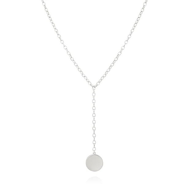 FX0051 925 Sterling Silver basic circle lariat necklace