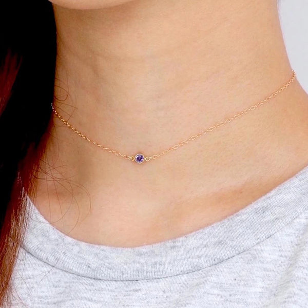 FX0021 925 Sterling Silver Zircon Choker Necklace