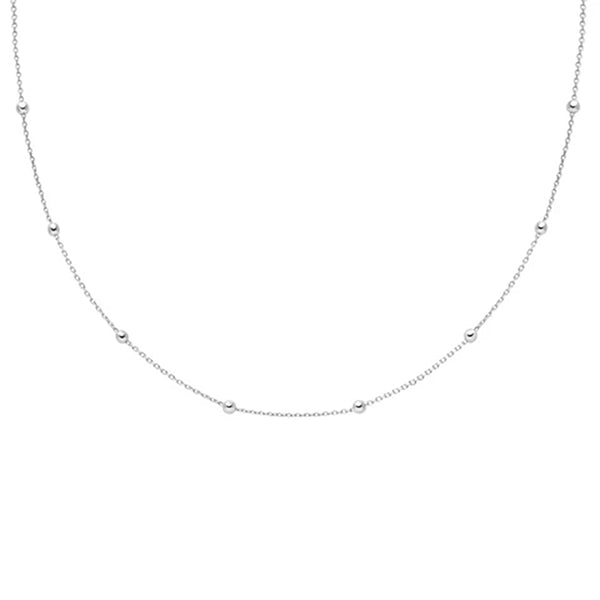 FX0061 925 Sterling Silver Basic Small Beaded Choker Necklace