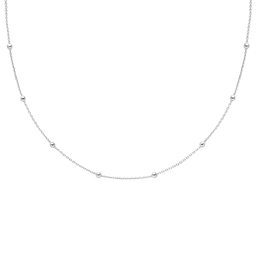 FX0061 925 Sterling Silver Basic Small Beaded Choker Necklace