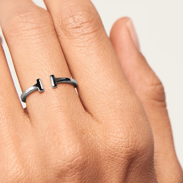 FJ0219 925 Sterling Silver Bar Open Ring