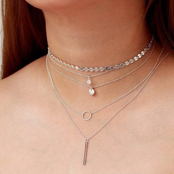 FX0020 925 Sterling Silver Little Disc Choker Necklace