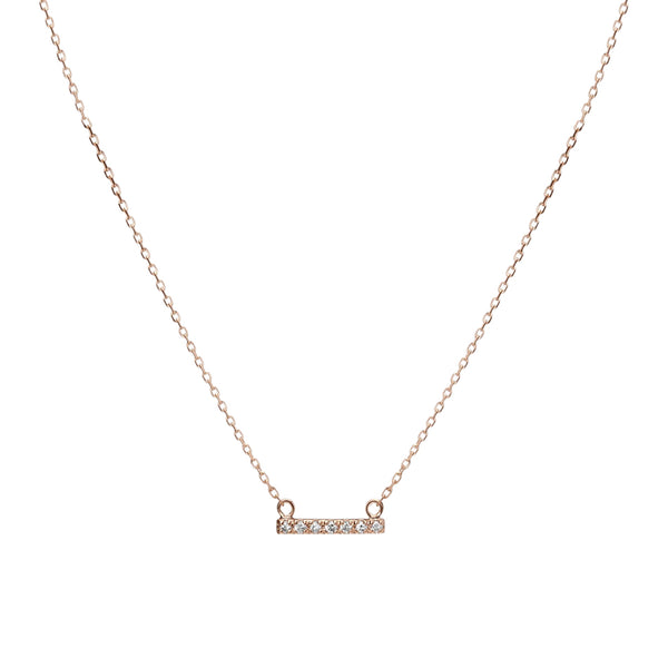 FX0079 925 Sterling Silver Mini Diamond Bar Pendant Necklace