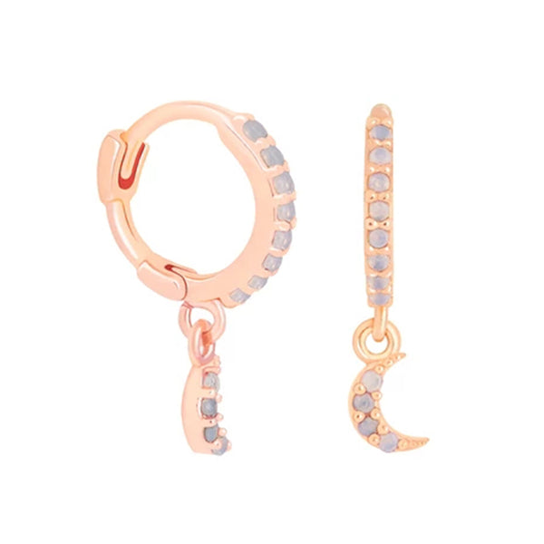 FE0180 925 Sterling Silver Mystic Moon Huggies Earrings