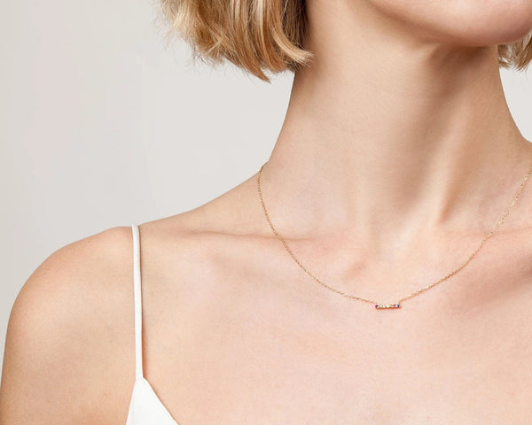 FX0090 925 Sterling Silver Mini Bar Pendant Necklace