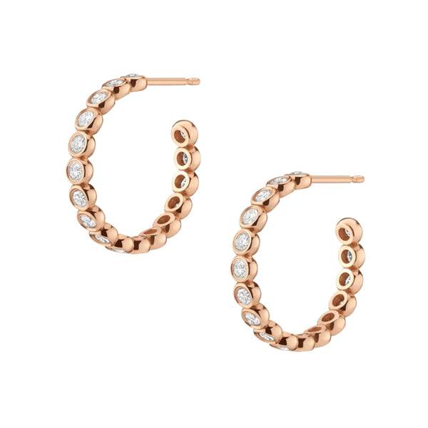 FE0239 925 Sterling Silver Diamond Bezel Eternity Hoop Earrings