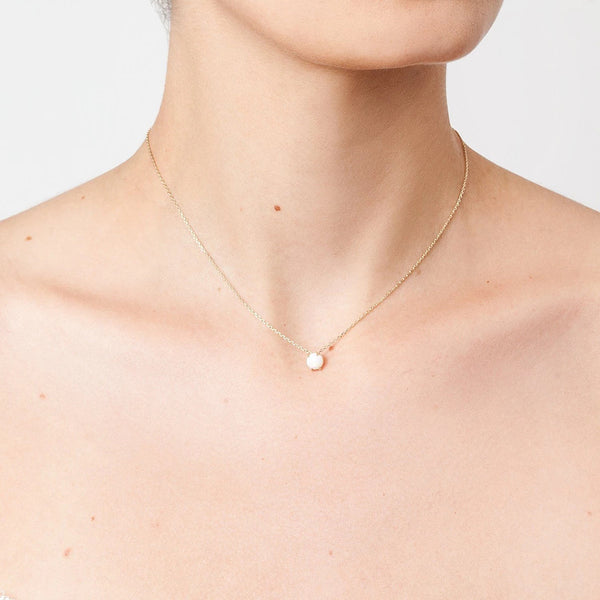 FX0093 925 Sterling Silver Simple Opal Necklace