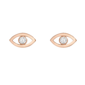 FE0260 925 Sterling Silver Diamond Bezel Evil Eye Earrings