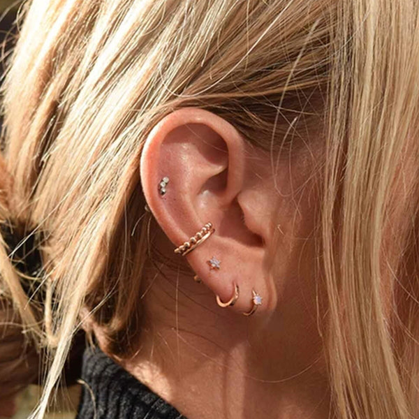 FE0230 Mystic Simple Stone Huggies Earrings