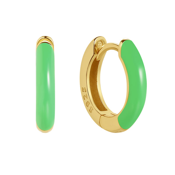 FE1790 925 Sterling Silver Enamel Hoop Earring