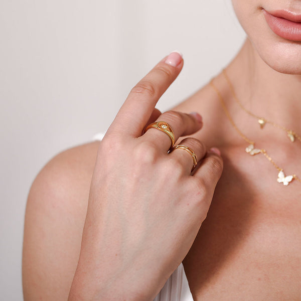 FJ0274 Gold Plated Link Chain Ring