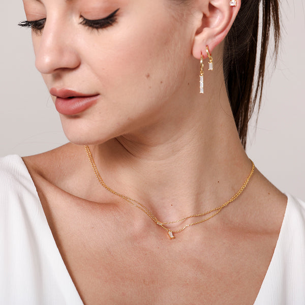 FX0264 925 Sterling Silver Crystal Pendant Necklace