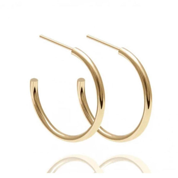 FE0204 925 Sterling Silver Basic Medium Hoop Earrings