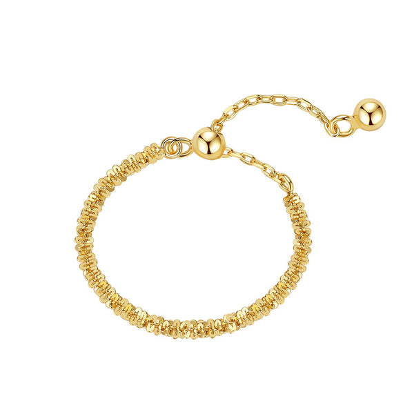 FJ0783 925 Sterling Silver Adjustable Sparkle Chain Ring