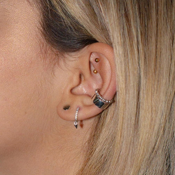 FE0202 925 Sterling Silver Boyfriend Button Stud Earrings