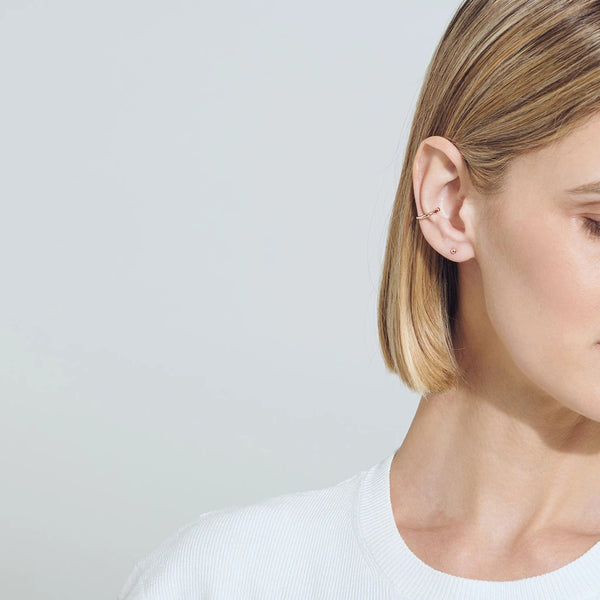 FE0256 925 Sterling Silver Simple Mini Ball Earrings Cuff