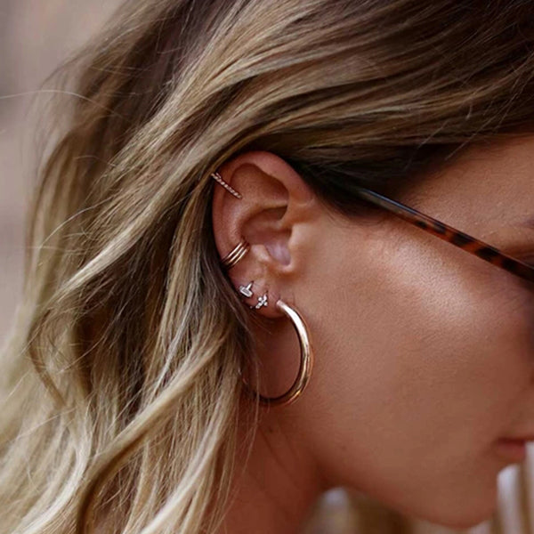 FE0229 925 Sterling Silver Mystic Cross Huggies Earrings