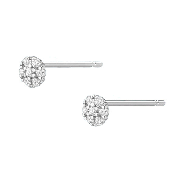 FE0247 925 Sterling Silver Diamond Cluster Stud Earrings