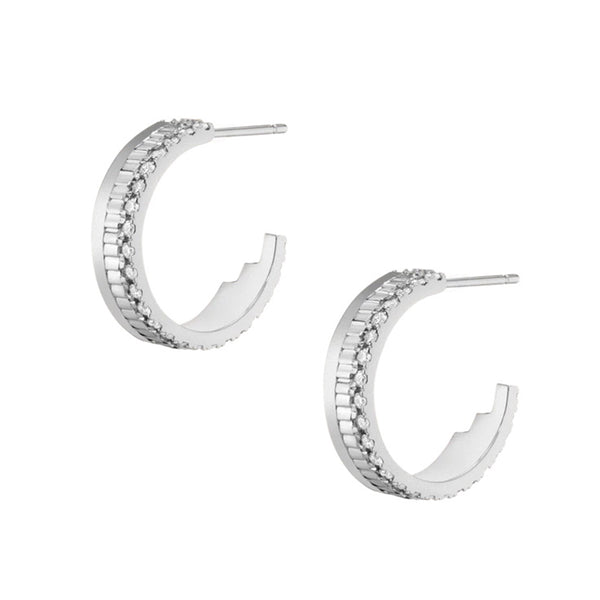 FE0273 925 Sterling Silver Diamond Infinity Hoops Earrings