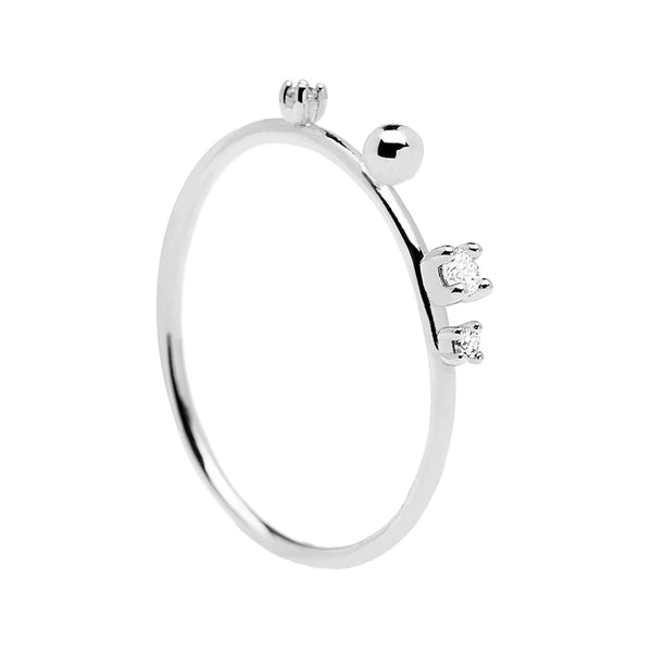 FJ0209 925 Sterling Silver Flower Ball Zircon Ring