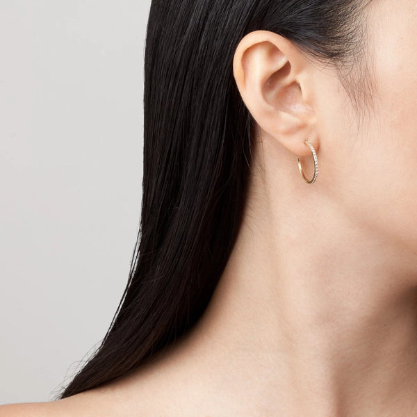 FE0241 925 Sterling Silver Diamond Quadricolor Hoop Earrings