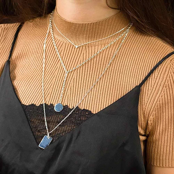 FX0051 925 Sterling Silver basic circle lariat necklace