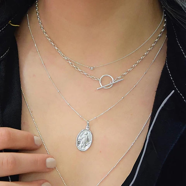 FX0053 925 Sterling Silver Basic Diamond Necklace