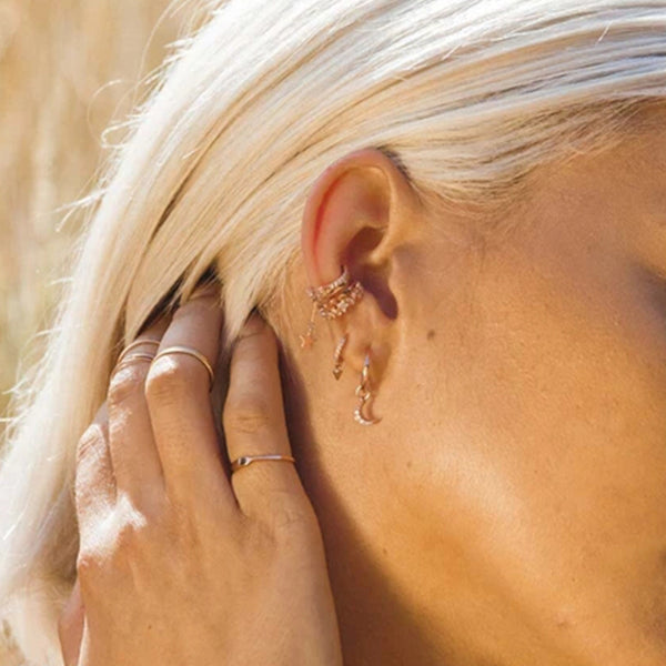 FE0216 925 Sterling Silver Mystic Spike Huggies Earrings