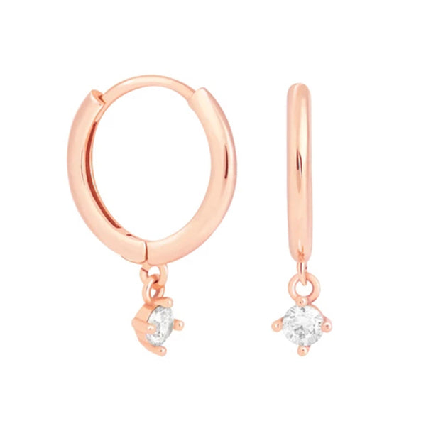 FE0178 925 Sterling Silver Mystic Drop Gem Hoop Earrings