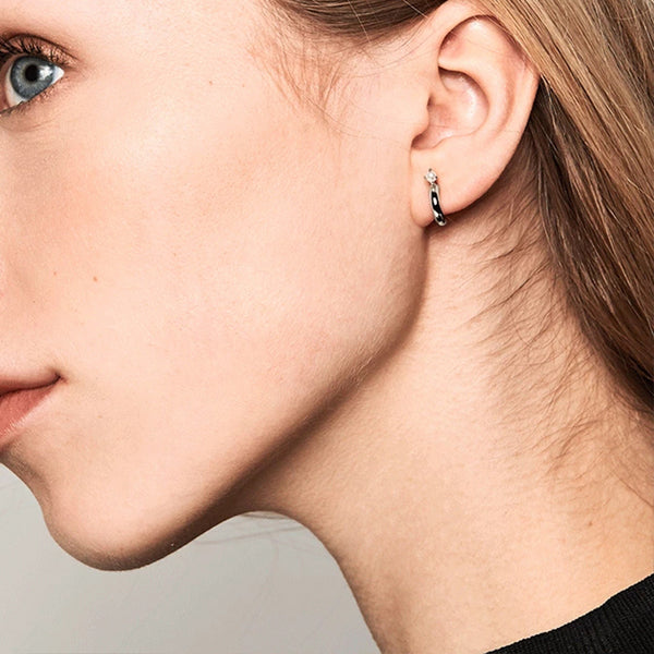 FE0688 925 Sterling Silver Pearl Hoop Earrings