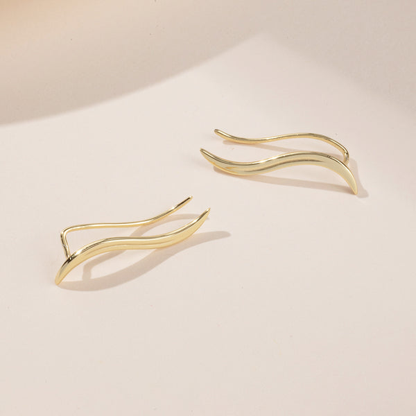 FE1851 925 Sterling Silver Waves Women Ear Climbers
