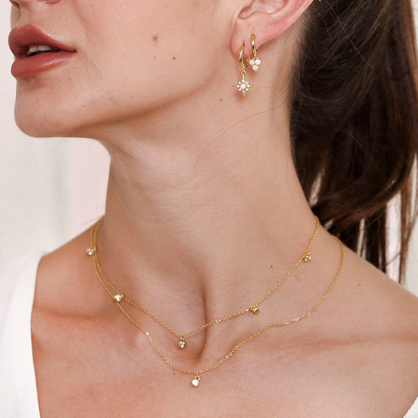 FX0285 925 Sterling Silver Cubic Zirconia Bezel Minimalist Necklace