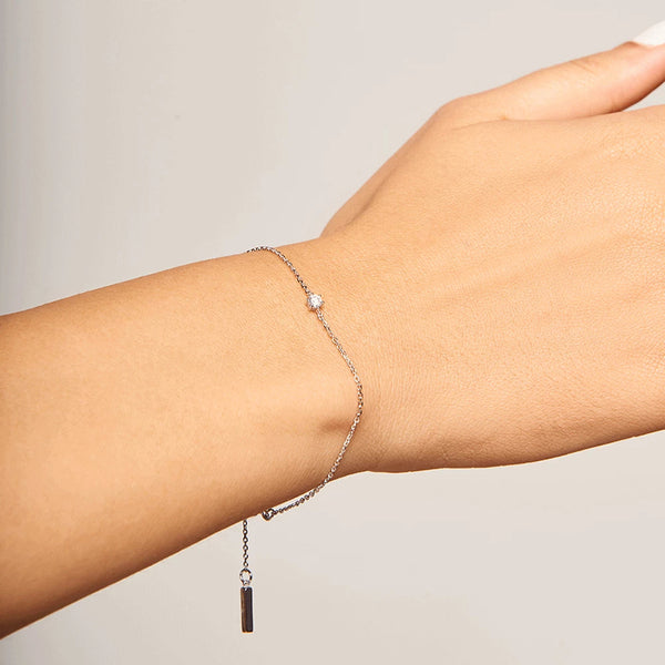 FS0088 925 Sterling Silver White Solitary Bracelet