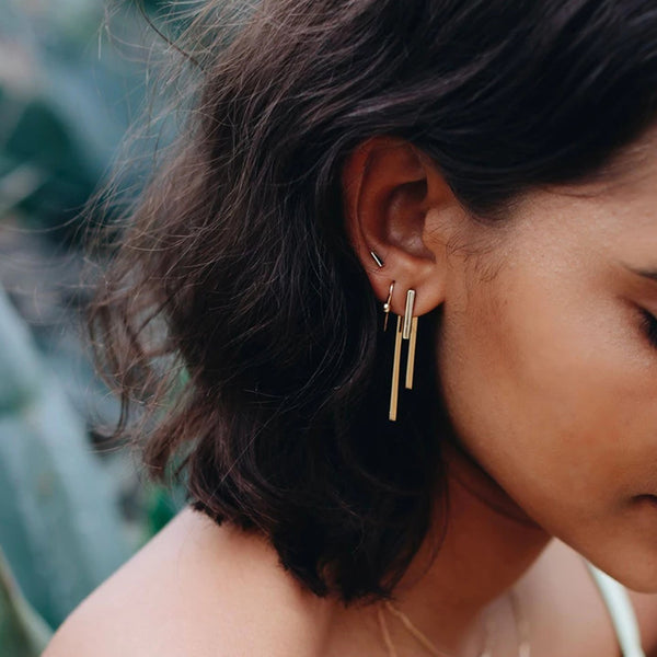 FE0248 925 Sterling Silver Short Gold Ball Hook Earrings