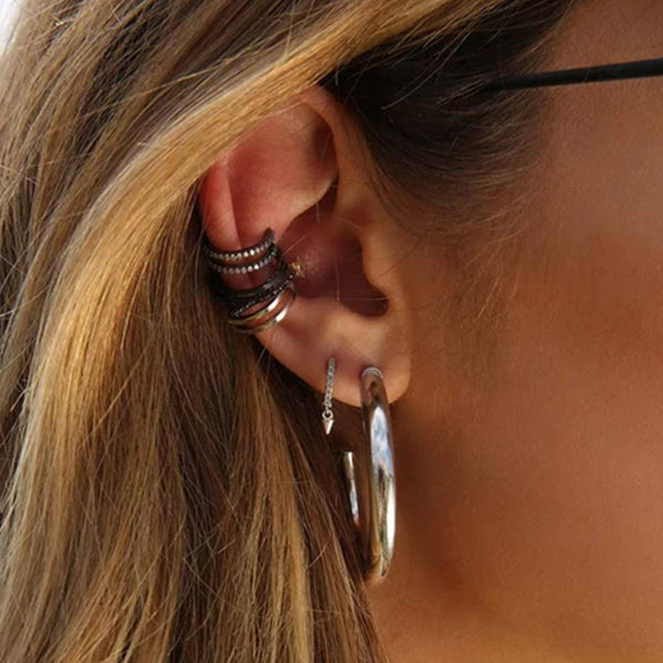 FE0216 925 Sterling Silver Mystic Spike Huggies Earrings