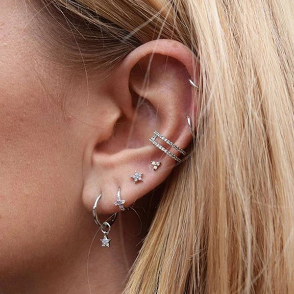 FE0217 925 Sterling Silver Mystic Cross Huggies Earrings