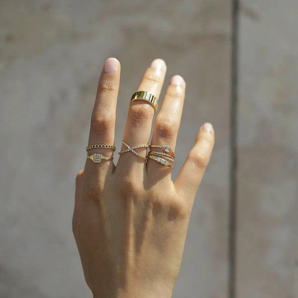 FJ0050 925 Sterling Silver Diamond Signet Ring