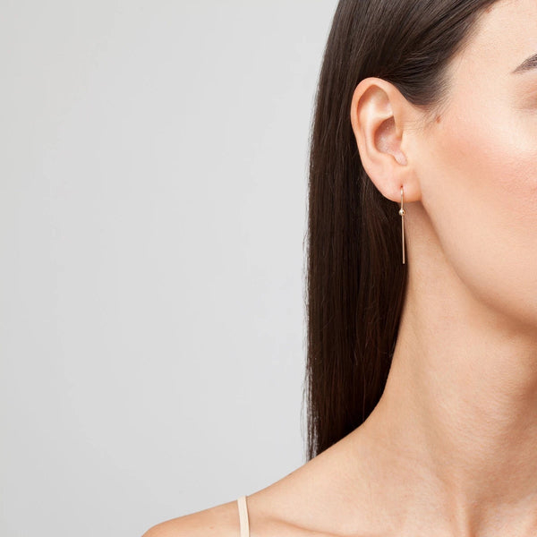 FE0272 925 Sterling Silver Long Gold Ball Hook Earrings