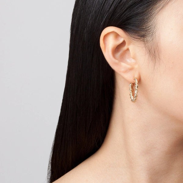 FE0238 925 Sterling Silver Gold Twist Hoop Earrings