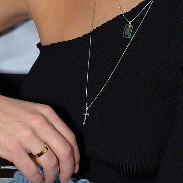 FX0057 925 Sterling Silver boyfriend cross Necklace