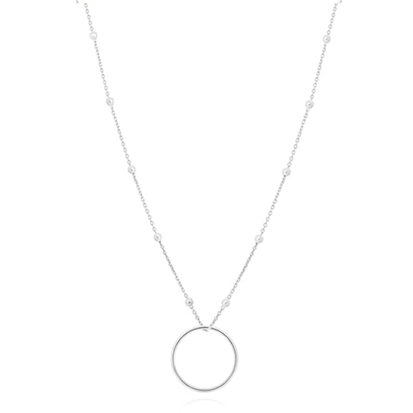 FX0050 925 Sterling Silver basic large halo necklace