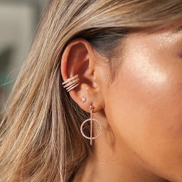 FE0231 925 Sterling Silver Cubic Zircon Circle Ear Cuff