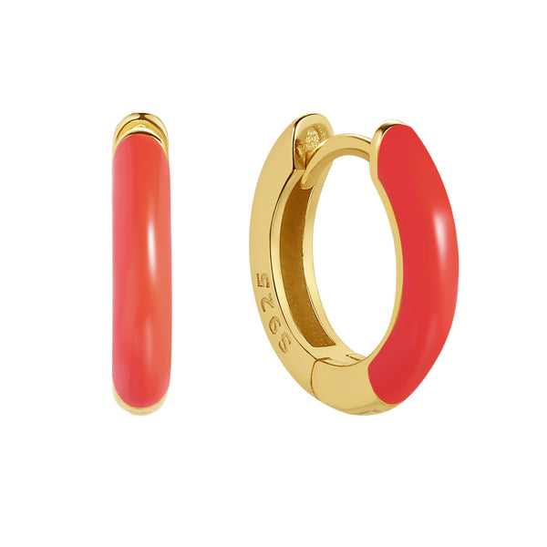 FE1790 925 Sterling Silver Enamel Hoop Earring