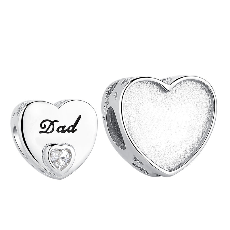 XPPY1031 925 Sterling Silver For Father's Day Heart Charm