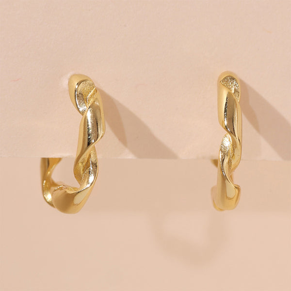 YHE0437 925 Sterling Silver Simple Twist Hoop Earring For Girls