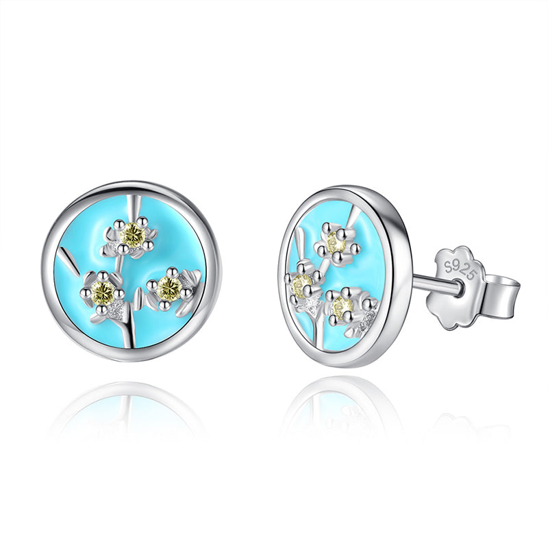 YE3154 925 Sterling Silver Flower Stud Earrings