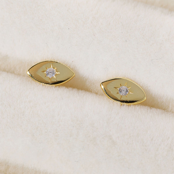 YHE0172 925 Sterling Silver Starburst CZ Eye Stud Earring