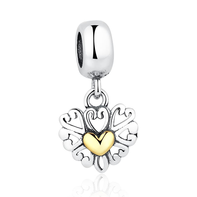 PY1264 925 Sterling Silver Heart Dangle Charm